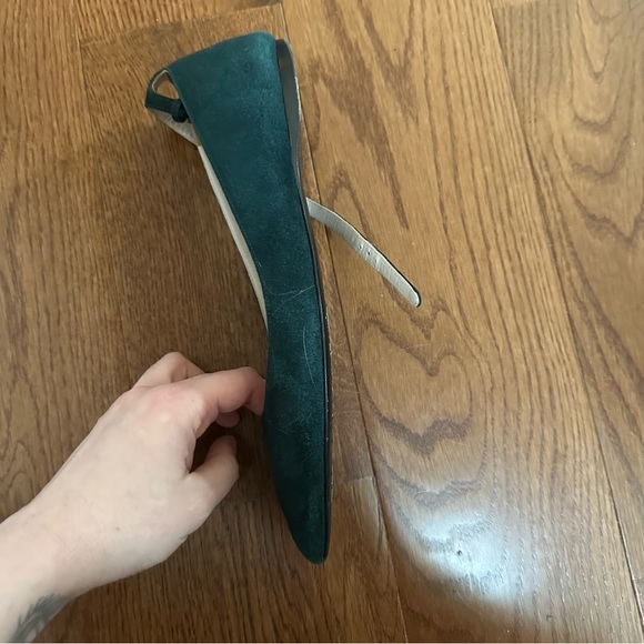 Miu Miu Suede Pointed Toe Flats — Forest Green - Picture 4 of 7